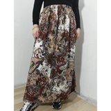 Hoaryage Beli Lastikli Desenli Penye Kumaş Maxi Boy Anne Etek %100 Pamuk 38BEDEN 100KG - Kahve-148626 - Standart