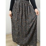 Hoaryage Beli Lastikli Desenli Viskon Basma Kumaş Maxi Boy Anne Etek 36-48BEDEN - Mavi - Açık Mavi - Standart