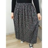 Hoaryage Beli Lastikli Desenli Viskon Basma Kumaş Maxi Boy Anne Etek 36-48BEDEN - Mor - Açık Pembe - Standart