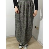 Hoaryage Beli Lastikli Desenli Viskon Basma Kumaş Maxi Boy Anne Etek 36-48BEDEN - Yeşil - Açık Yeşil - Standart