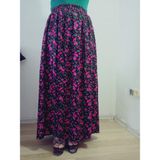 Hoaryage Beli Lastikli Desenli Viskon Basma Kumaş Maxi Boy Anne Etek - Standart - Pembe - Açık Yeşil