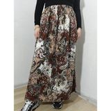 Hoaryage Beli Lastikli Desenli Viskon Kumaş Maxi Boy Anne Etek %100 Pamuk 38BEDEN 100KG - Kahve-159146 - Standart