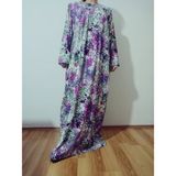 Hoaryage Robadan Uzun Kollu %100 Viskon Basma Çiçekli Anne Elbise, Namaz Elbisesi - Lila-161095 - 2