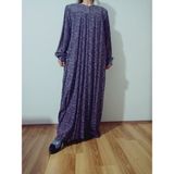 Hoaryage Robadan Uzun Kollu %100 Viskon Basma Çiçekli Anne Elbise, Namaz Elbisesi - Mor - Açık Pembe