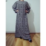 Hoaryage Robadan Uzun Kollu %100 Viskon Basma Çiçekli Anne Elbise, Namaz Elbisesi - Siyah-158826