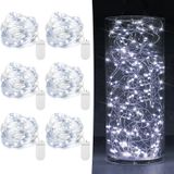 HOBAYS 6'lı Paket Peri Işıkları Pille Çalışan 2,2 m 20 LED Mini Peri Dize Işıkları Su Geçirmez Bakır Tel Ateşböceği Yıldızlı Işıklar Düğün Parti Mason Kavanozlar Noel Dekoru için, Soğuk Beyaz