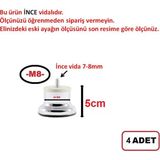 Hobbi Baza Ayağı - M8- Vidalı - Baza Yükseltme Ayağı - Koltuk Kanepe Ayağı-Çekyat Ayağı - Dolap Ayağı 4 Adet