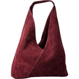 Hobby 26015S Hakiki Süet Deri Kadın Omuz Çantası - 18x33x9 - Bordo