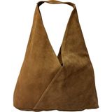 Hobby 26015S Hakiki Süet Deri Kadın Omuz Çantası - 18x33x9 - Taba