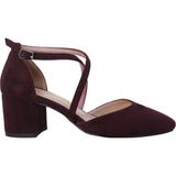 Hobby 26530S Süet Deri Stiletto Kadın Ayakkabı - Bordo - 36