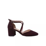 Hobby 26530S Süet Deri Stiletto Kadın Ayakkabı - Bordo - 37