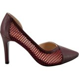 Hobby 26757 Deri Stiletto Kadın Ayakkabı File Detaylı - Bordo - 35
