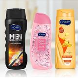 HOBBY 3'Lü Set: Men Şampuan Saç Dökülmesine Karşı Etkili Şampuan + Fresh Care Kiraz Çiçeği Duş Jeli + Klasik Saç Kremi
