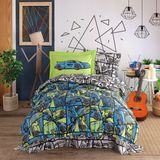 Hobby Cars Mavi - Poplin Studio Tek Kişilik Uyku Seti - Açık Bej