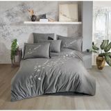 Hobby Çift Kişilik Vera Nakışlı Nevresim Takımı - 200 x 220 cm - Açık Gri