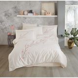 Hobby Çift Kişilik Vera Nakışlı Nevresim Takımı - 200 x 220 cm - Krem - Pembe