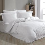 Hobby Çizgili Beyaz - Çift Kişilik Jakarlı Saten Nevresim Takımı - 200 x 220 cm - Renkli