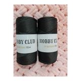 hobby club [ 2 Adet 4no 200 Gr] Polyester Makrome Siyah Orta Kalın Supla Ve Çanta Ipliği Tığ No 3,5 Veya 4