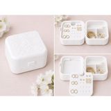 Hobby Fab Design Çiçek Desenli Takı Saklama Kutusu Organizer - Taşınabilir Takı Saklama Kutusu - Seyahat Boy - Beyaz