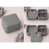 Hobby Fab Design Çiçek Desenli Takı Saklama Kutusu Organizer - Taşınabilir Takı Saklama Kutusu - Seyahat Boy - Gri