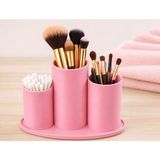 Hobby Fab Design Makyaj Fırçası ve Pamuk Düzenleyici Organizer – Çok Bölmeli Kozmetik Standı - Pembe