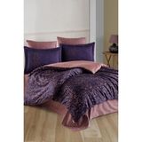 Hobby Gris Saten Çift Kişilik Nakışlı Nevresim Takımı - 200 x 220 cm - Mor