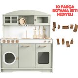 Hobby House 10 Parça Ihlamur Ahşap Oyuncak Mutfak Seti Çocuk Gelişimi İçin Eğitici Boyama Seti