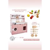 HOBBY HOUSE Ahşap Oyuncak Boyalı Çocuk Mutfak Servis Seti Led Ocaklı Işıklı