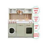 HOBBY HOUSE Ahşap Oyuncak Mutfak 9 Parça Servis Seti + LED Hediye + Ahşap Desen Arkalık