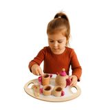HOBBY HOUSE Eğitici Pembe Ahşap Oyuncak Çay Seti