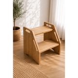 HOBBY HOUSE Montessori 2 Basamaklı Ikae Ahşap Tabure Çocuk Banyo Wc Lavabo Merdiven Yükseltici