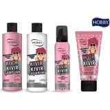 Hobby Kıvırcık Saçlar İçin Doğal Saç Bakım Seti 250 ml Şampuan 250 ml Saç Kremi 250 ml Saç Köpüğü