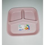 Hobby Life 3 Bölmeli Kahvaltı Tabağı 1 Parça Pembe Kare Plastik Tek Kişilik Kullanım İçin