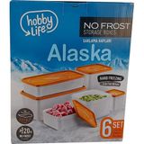 Hobby Life Alaska 6'lı No Frost Derin Dondurucu Saklama Kabı Seti (Esnek & Hızlı Dondurma) - Turuncu - Beyaz