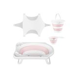 HOBBY LİFE Katlanır Bebek Yıkama Banyo Seti 4 Parça / Küvet, Kova, Maşrapa, Pamuklu File