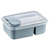 Hobby Life Lunch To Go 3 Bölmeli Beslenme Kabı – Sosluklu, Sızdırmaz Kapak, BPA İçermez, 920 ml + 40 ml (Gri)