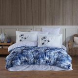 Hobby Premium Deluxe 300TC 200x220 cm Lilian Mavi Çift Kişilik Saten Nevresim Takımı