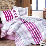 Hobby Stripe Kapitone Tek Kişilik Nevresim Takımı - 160 x 220 cm - Fuşya