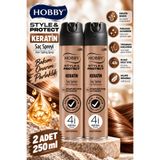 Hobby Style&Protect Keratin Saç Spreyi 250 ml Bakım Onarım Ve Parlaklık 2'li Set