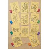 HOBBYRONS 10’lu Kum Boyama Seti A4 Boyut - Eğitici Çocuk Aktivite Seti -10 Farklı Desen ve Renkli Kumlar Dahil