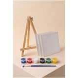 HOBBYRONS Küçük Resim Seti - 15x15 cm Pres Tuval (3 Adet), Mini Şövale, Boya ve Resim Fırçası - Hobi, Aktivite, Eğlence, Çocuk Resim Seti