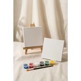 Hobbyrons Mini Resim Seti - 10X10 cm Tuval (2 Adet), Mini Şövale ve Boya ile Çocuklar İçin Eğlenceli Aktivite