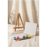 HOBBYRONS Mini Resim Seti - 10x10 cm Tuval, Mini Şövale, Boya ve Resim Fırçası - Hobi, Aktivite, Eğlence, Çocuk Resim Seti