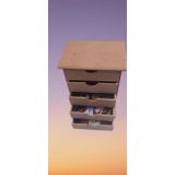 Hobi 90038 Dekoratif Takı Şifonyeri 5 Çekmece Model Ham Ahşap Mdf El Yapımı