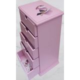 Hobi 90381 Sifonyer Taki Ve Makyaj Kutusu 5Cekmece Parlak Pembe Lake Boya Elyapim