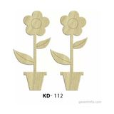 Hobi-art Kd 112 - Çiçekli Saksı Figürlü Dekoratif Mini Ahşap Obje