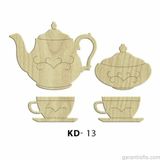 Hobi-Art Kd 13 - Çay Seti Dekoratif Mini Ahşap Obje