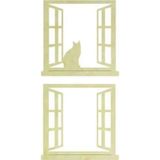 Hobi-Art Kd 330 Pencere ve Kedi Figürlü Mini Ahşap Obje