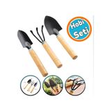 Hobi Çapa Tırmık 3'Lü Set Metal Bahçe Tarla Çim Peyzaj Bitki Çiçek Ekme Toprak İşleme Küreği Küçük