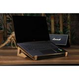 Hobi Demir Sanat Laptop Tablet Standı Sehpası Soğutma Portatif Masif Ağaç Oyma - Siyah